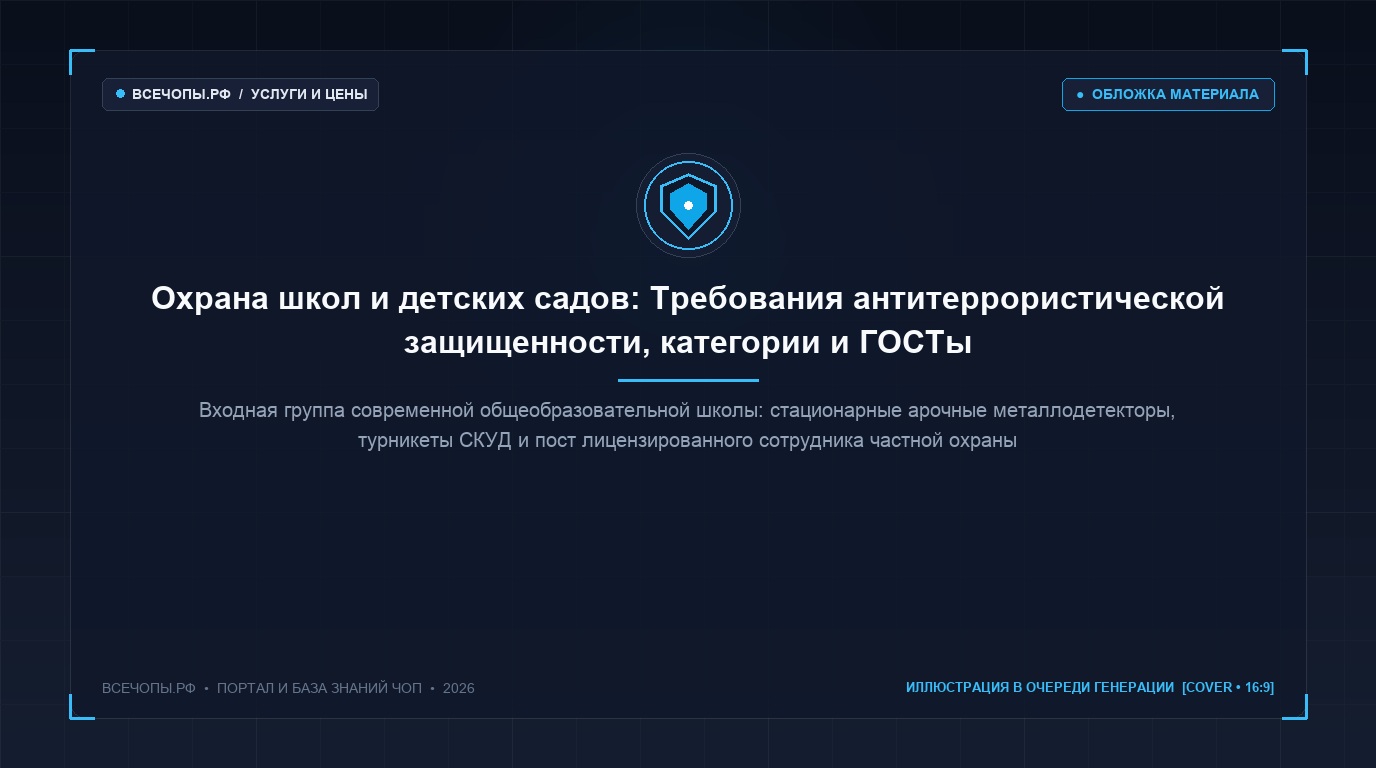 Контрольно-пропускной пункт на входе в современную общеобразовательную школу с рамками металлодетекторов