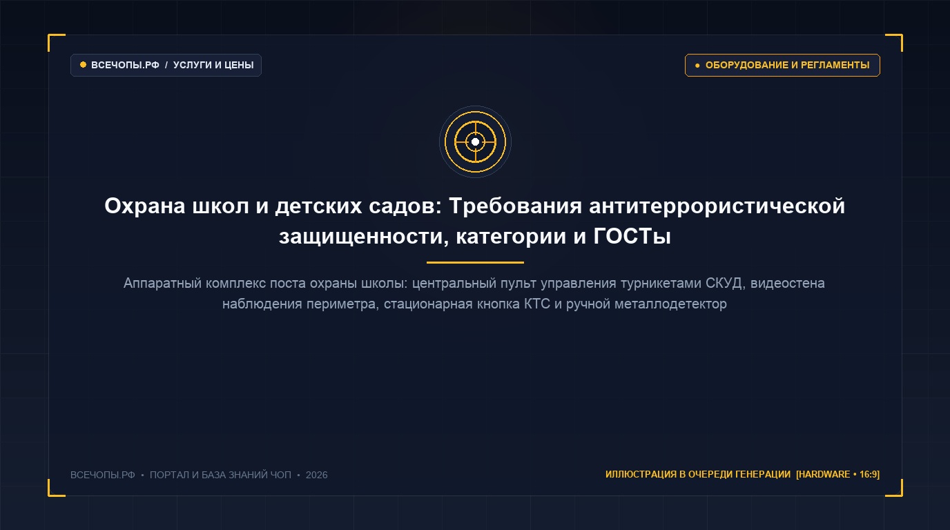 Оборудование поста охраны школы турникет СКУД мониторы видеонаблюдения и тревожная кнопка