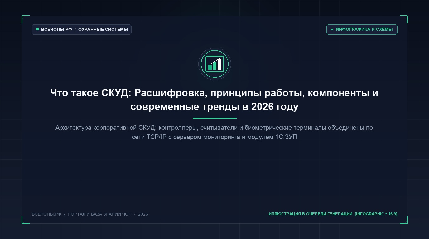 Архитектурная схема сетевой СКУД предприятия с интеграцией 1С и видеонаблюдения