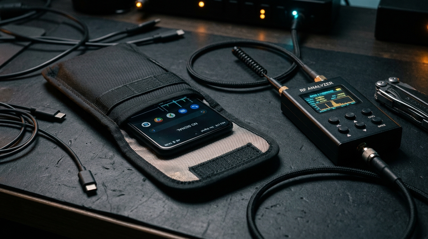 Оборудование радиоэлектронной защиты смартфона: тактический экранирующий чехол Фарадея и портативный анализатор частот