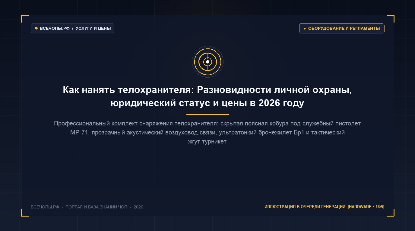 Арсенал и экипировка персональной охраны: служебный пистолет МР-71, гарнитура, скрытый бронежилет