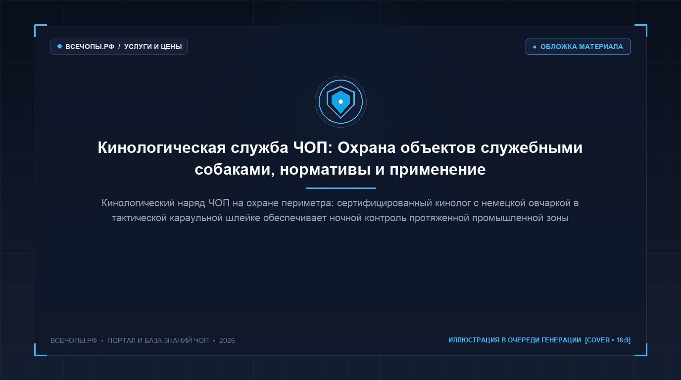 Кинолог ЧОП с подготовленной немецкой овчаркой на ночном патрулировании промышленного объекта