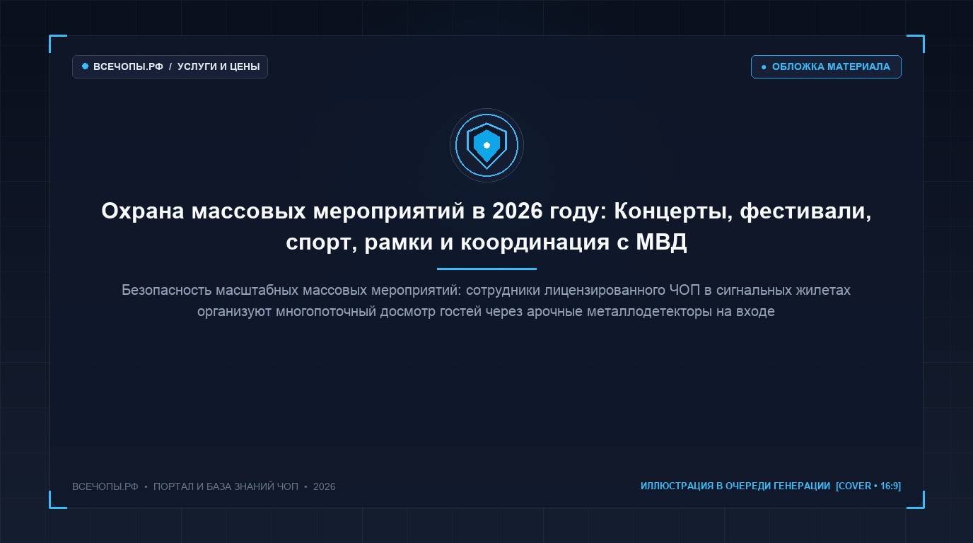 Охрана массовых мероприятий в 2026 году: Концерты, фестивали, спорт, рамки и координация с МВД