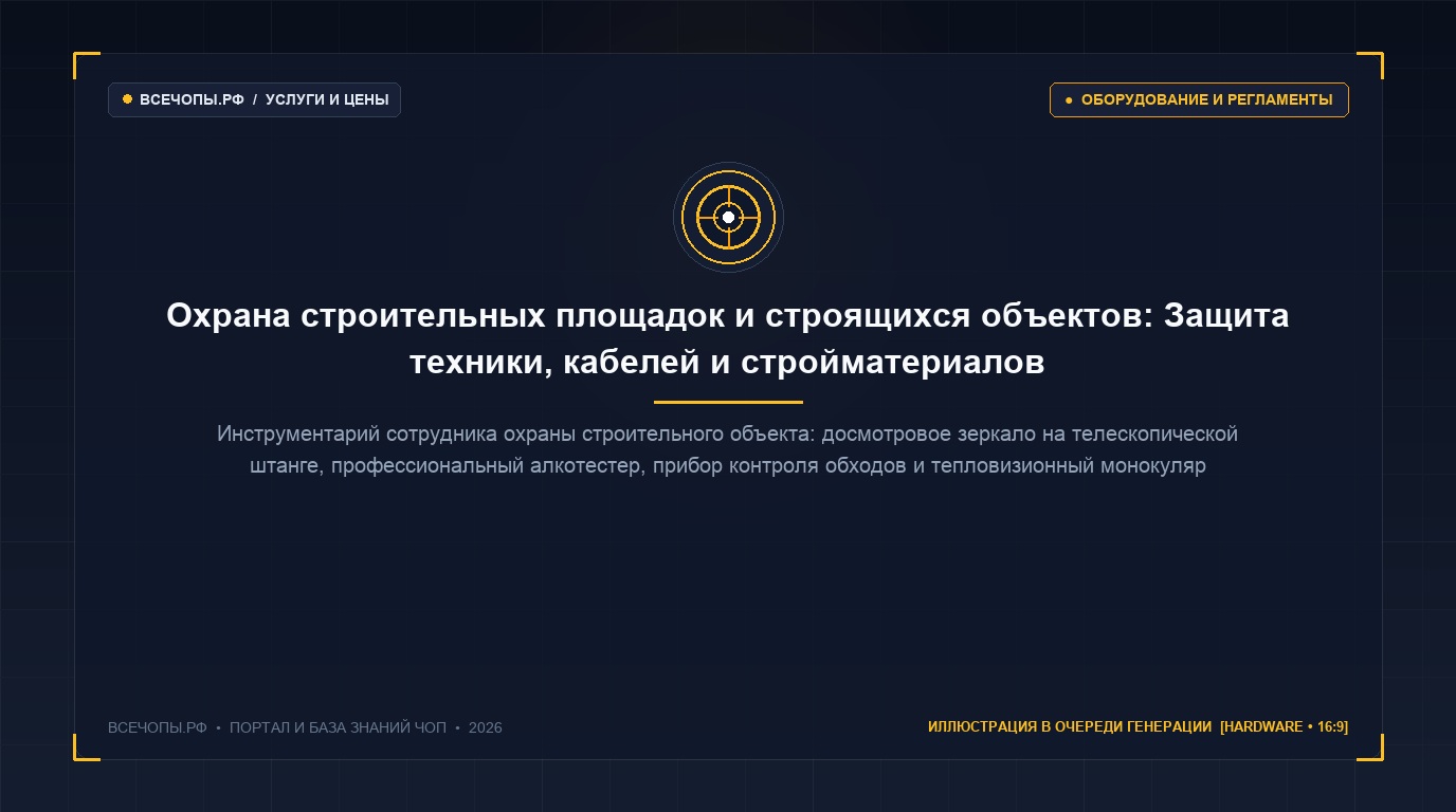 Инструментарий охраны стройплощадки досмотровое зеркало алкотестер RFID прибор обходов