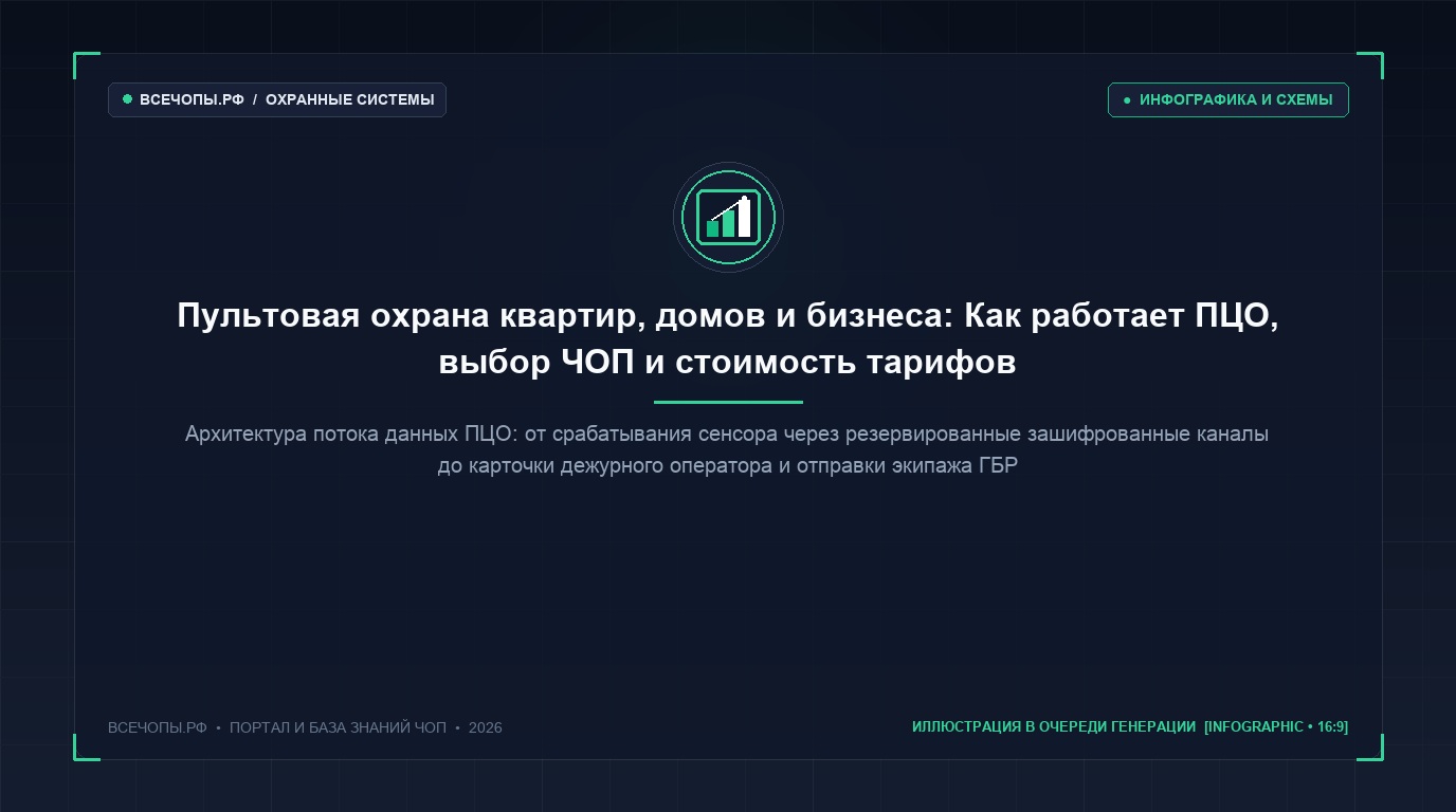 Инфографика прохождения сигнала тревоги на Пульт централизованного наблюдения ЧОП